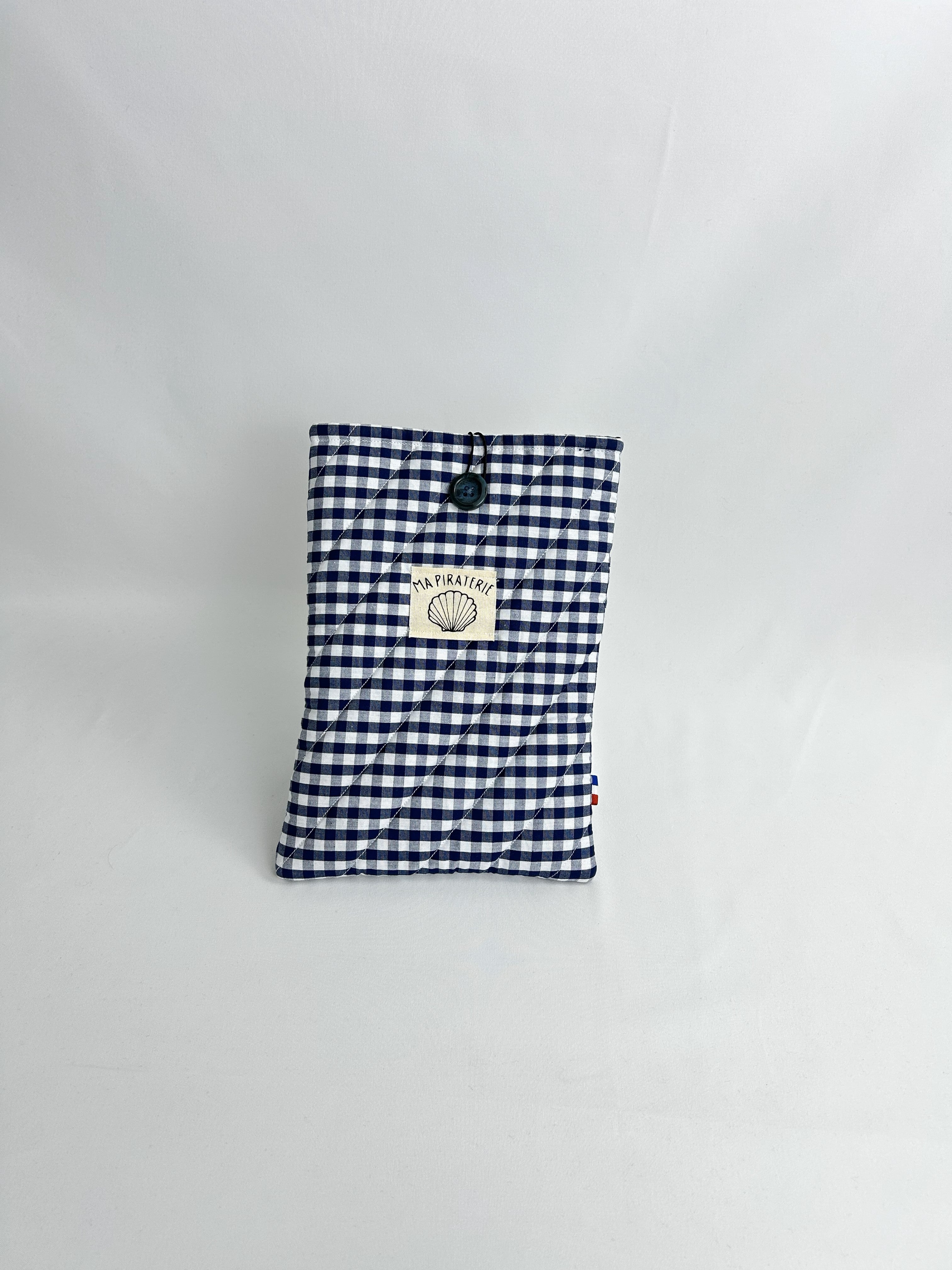 Housse de livre vichy bleu