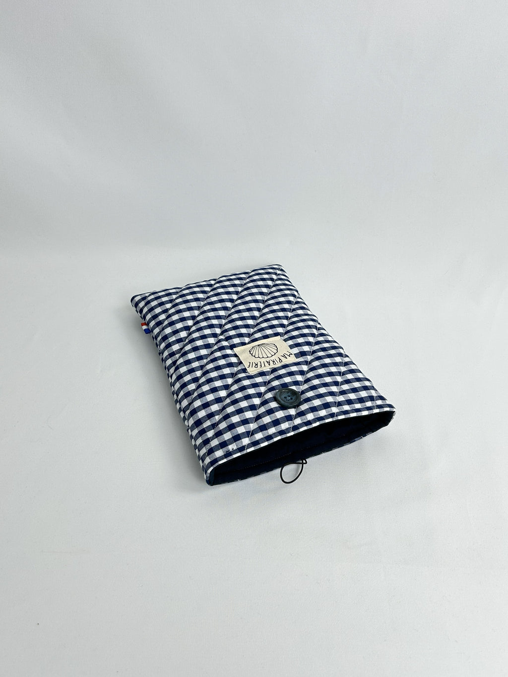 Housse de livre vichy bleu