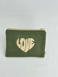 Pochette plate kaki love