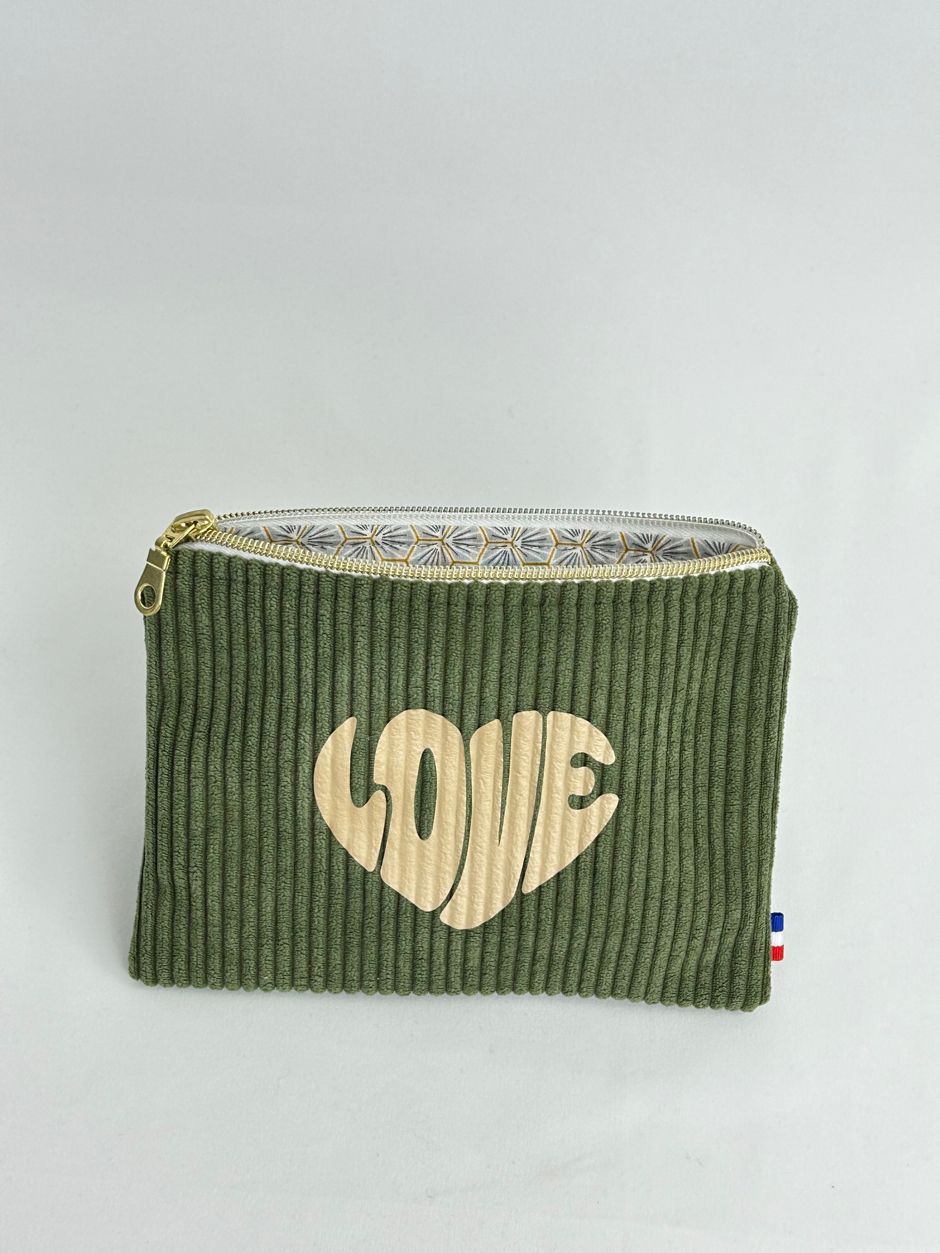 Pochette plate kaki love